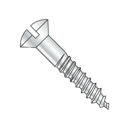 Newport Fasteners Wood Screw, #4, 3/4 in, Zinc Plated Steel Oval Head Slotted Drive, 100 PK 409746-100